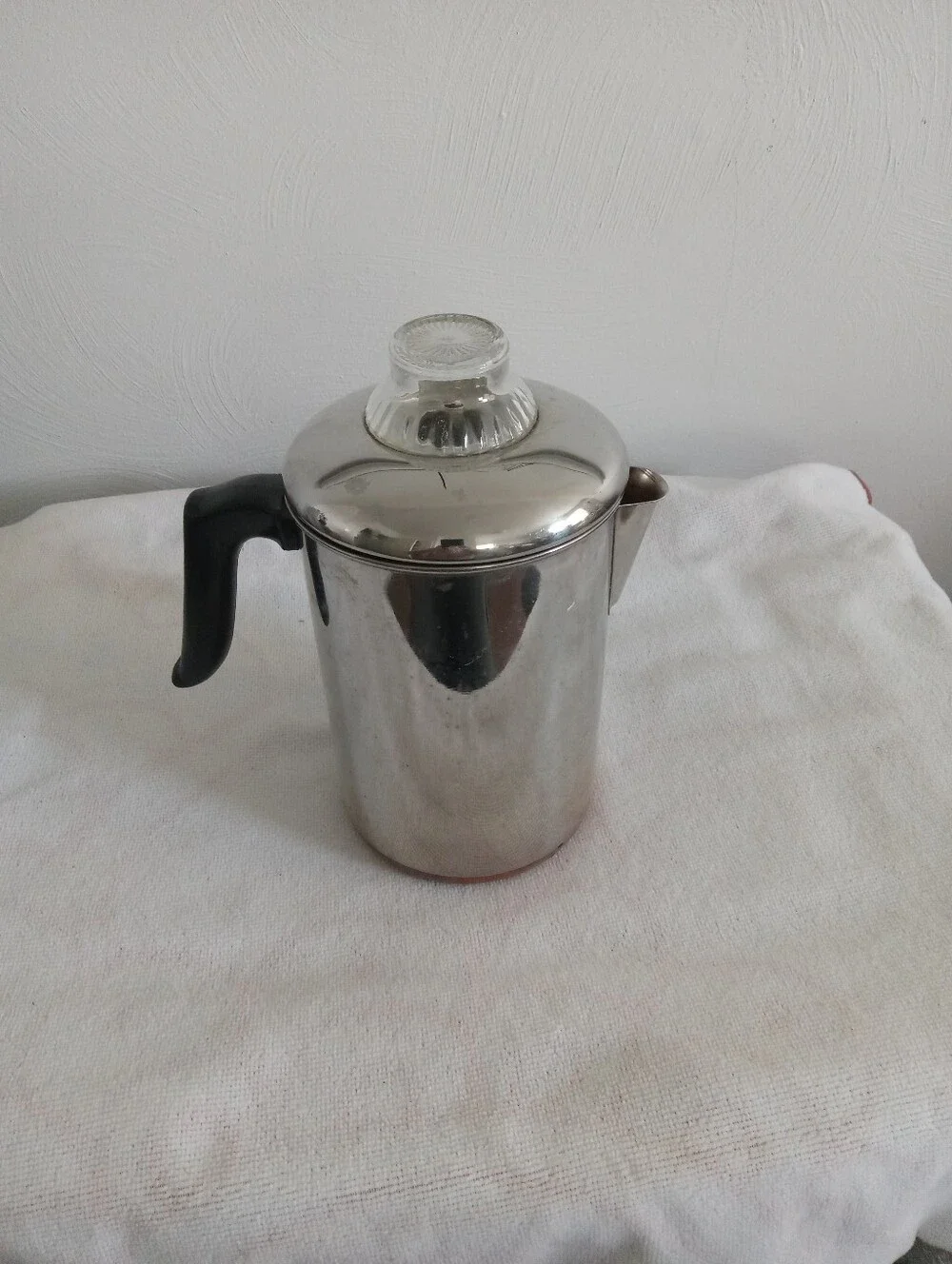 Revere Ware Percolator Coffee Maker 10 cups Handle Has A Chip See Pictures